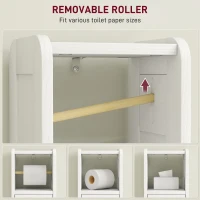HOMCOM Small Bathroom Storage Cabinet with Toilet Roll Holder - White(m-6)