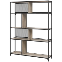 HOMCOM Four Split-Shelf Minimalistic Bookcase - Grey/Black