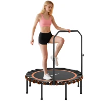 SPORTNOW Fitness trampoline with adjustable handrail, sport trampoline for indoor and outdoor use, steel, plastic, orange(m-6)