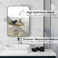 HOMCOM 70 x 50cm Curved Bathroom Mirror - Black(m-6)