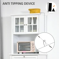 HOMCOM Kitchen Cupboard, Wooden Storage Cabinet with Framed Glass Door, Drawer, Microwave Space for Dining and Living Room, White(m-6)