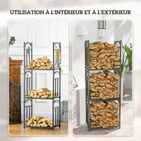 Outsunny Log Rack Log Holder modular firewood rack 4 hooks dim. 46 x 32 x 126 cm(m-4)
