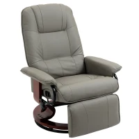 HOMCOM Recliner TV Chair Reclining Chair PU Leather 360° Swivel 145° Reclining Gray 78 x 87 x 100 cm(m-6)