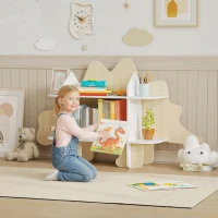 AIYAPLAY Biblioteca infantil mueble de almacenamiento para juguetes y libros 6 compartimentos 120x28x72,2cm madera natural(m-2)