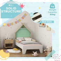 AIYAPLAY Toddler Bed Frame Treehouse Style, Single Bed Frame with Safety Guardrails, Green(m-4)