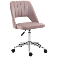 Vinsetto Contemporary design swivel office chair 360° ergonomic grooved ventilated back height-adjustable velvet upholstery 49 x 60 x 91 cm pink