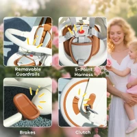 AIYAPLAY 5 in 1 Kids Trike with Adjustable Backrest, Toddler Tricycle with Push Handlebar, Adjustable Backrest, Cream White(m-5)