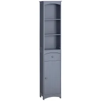 HOMCOM Bathroom Column Cabinet Toilet Storage Cabinet with Shelf and Drawer, Cupboard 34L x 24l x 170H cm Gray(m-6)