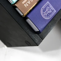 HOMCOM Floating wall shelves - contemporary V design - fixing kit included - black particleboard(m-3)