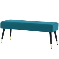 HOMCOM End-of-Bed velvet upholstered bench with metal legs, for bedroom dining room living room hallway, green(m-7)