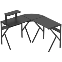 HOMCOM Writing Desk Working Station Home Office Table with 2 Shelves Steel Frame(m-1)