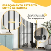 PawHut Barreira para Cães Extra Alta com Largura Ajustável 77-104 cm Barreira de Segurança para Cães e Gatos com 2 Extensões Preto(m-5)