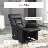 HOMCOM Power Lift Chair Armchair for the Elderly, PU Leather Recliner Chair with Extended Footrest, Remote Control and Side Pocket, Black(m-5)