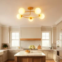 HOMCOM Lampadario moderno, a 5 luci con portalampade G9, Oro e bianco(m-6)