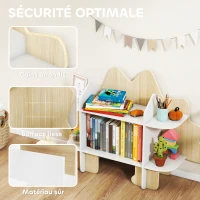 AIYAPLAY Bibliothèque enfant meuble de rangement pour jouets et livres 6 compartiments 120x28x72,2cm bois naturel(m-5)