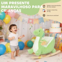 AIYAPLAY Baloiço para Bebés com Som de Dragão Base de Madeira Cinto de Segurança para Crianças de 18-36 Meses 65x38x72 cm Verde(m-7)