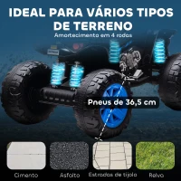 AIYAPLAY Quadricilo Elétrico para Crianças 24V com 2 Lugares 2 Motores Velocidade até 6,5 km/h Faróis Buzina Música e USB 109x68,5x76 cm Azul(m-7)