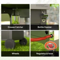 Outsunny 7.5kW Three-Burner Gas BBQ Grill, with See-Through Lid - Black(m-7)