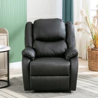Adjustable Pull‑tab Recliner with Side Storage Pocket, Padded Cushions, High‑back Armchair for the Elderly, 82L x 86W x 99H cm, Black(m-13)