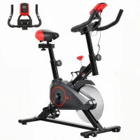 HOMCOM Indoor Upright Exercise Bike Machine, with Adjustable Seat, Resistance, Handlebar, LCD Display(m-10)