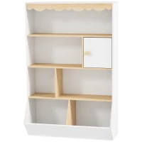 AIYAPLAY Children's bookshelf storage kids book storage toy storage unit with 4 shelves, 2 cubbies and cupboard(m-7)