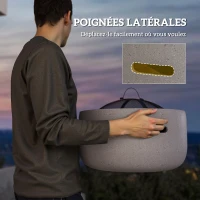 Outsunny Brasero cheminée foyer extérieur rond à bois en métal tisonnier pare-étincelle grille et poignée diamètre 45 cm gris(m-7)