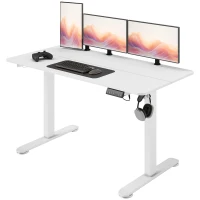 Vinsetto Stehpult höhenverstellbarer Computertisch Schreibtisch, 140 cm x 70 cm x 116 cm, Weiß(m-10)