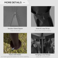 Outsunny 3 x 3(m) Patio Gazebo Canopy Garden Pavilion Tent Shelter Marquee with 2 Tier Water Repellent Roof, Mosquito Netting and Curtains, Aluminium Frame, Dark Grey(m-5)