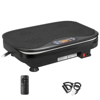 SPORTNOW Piastra vibrante per esercizi fitness, funzione Bluetooth, telecomando, 99 livelli di velocità, in plastica e acciaio, Nero(m-6)