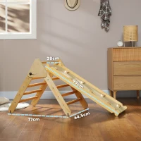 AIYAPLAY Climbing Triangle, 3-in-1 Wooden Climb and Slide, Max. Load 50 kg, for 18-48 Months, Natural Wood(m-3)