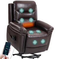 HOMCOM Power Lift Recliner Chair with Vibration Massage, Heat, USB - Brown(m-10)