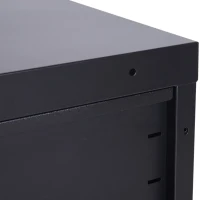 HOMCOM Industrial TV Cabinet Stand Media Center Steel Shelf Doors Storage System Black(m-9)