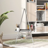 AIYAPLAY Kids easel double-sided painting easel with whiteboard and blackboard, storage shelves included(m-4)