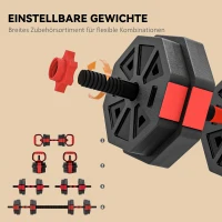 SPORTNOW 4-in-1 Hantelset Kurzhantel Set Kurzhanteln Langhanteln verstellbar 15 KG für Krafttraining Zuhause(m-5)