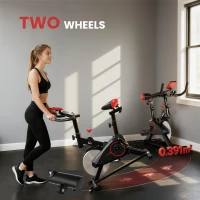 HOMCOM Indoor Upright Exercise Bike Machine, with Adjustable Seat, Resistance, Handlebar, LCD Display(m-8)