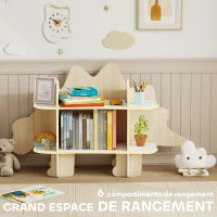 AIYAPLAY Bibliothèque enfant meuble de rangement pour jouets et livres 6 compartiments 120x28x72,2cm bois naturel(m-4)