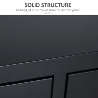 HOMCOM Industrial TV Cabinet Stand Media Center Steel Shelf Doors Storage System Black(m-5)