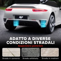 AIYAPLAY Macchina Elettrica per Bambini 3-5 con canzoni e USB/MP3, Auto Licenza Ufficiale RUF GT con Telecomando, 3-5 km/h Bianco| Aosom Italy(m-9)