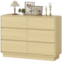 HOMCOM Aparador con 6 Cajones Bordes Redondeados para Salón Cocina Entrada Oficina 120x38x86 cm Natural(m-11)