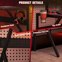 HOMCOM Writing Desk Working Station Home Office Table with 2 Shelves Steel Frame(m-5)