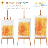 HOMCOM Folding Beech Wooden Easel Studio Art Display Stand A-frame 174-230 cm Tilt Up 90°(m-4)