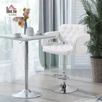 HOMCOM PU Leather Bar Stool W/Chrome Metal Base-White(m-2)