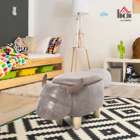 HOMCOM PU Leather Upholstered Cow Storage Stool Brown(m-10)