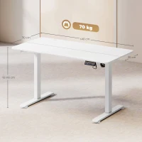 Vinsetto Stehpult höhenverstellbarer Computertisch Schreibtisch, 140 cm x 70 cm x 116 cm, Weiß(m-3)