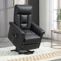 HOMCOM Power Lift Chair Armchair for the Elderly, PU Leather Recliner Chair with Extended Footrest, Remote Control and Side Pocket, Black(m-2)