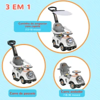 AIYAPLAY Carro Andador para Crianças 12-36 Meses com Espaço de Armazenamento Design de Robot com Olhos Luminosos Música Buzina 89x44,5x84 cm Branco(m-4)