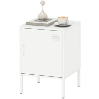 HOMCOM Nachtkastje van staal, bijzettafel voor veelzijdig gebruik, verstelbare plank, voor slaapkamer, woonkamer, Weiß(m-10)