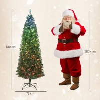 HOMCOM Sapin de Noël artificiel 180 cm, arbre de Noël, lumières LED synchronisées colorées et télécommande, 899 pointes, vert(m-3)