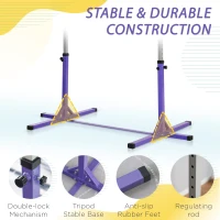 HOMCOM Steel Frame Adjustable Horizonal Gymnastics Bar Purple(m-6)