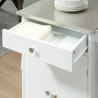 HOMCOM Kitchen trolley serving cart on wheels multi-storage 1 drawer 2-door cabinet with shelf towel holder MDF white stainless steel(m-4)
